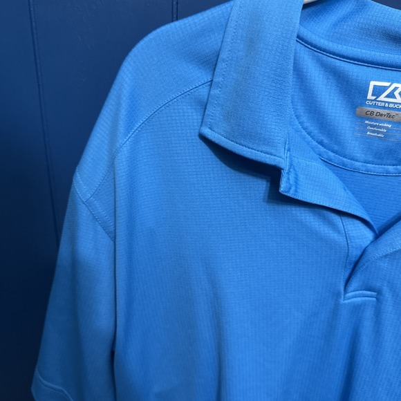 Mens Cutter&Buck CB Drytec Short Sleeve Golf Casual Polo Shirt Mens Size XL Blue - Picture 3 of 13